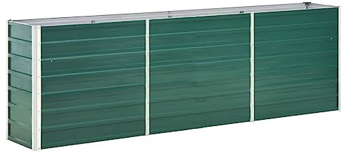 KOIECETA Hochbeet Pflanzkübel Blumenkasten Garten Pflanzkasten Terrassen Gemüsebeet Gartenbeet Pflanzbeet Verzinkter Stahl 240×40×77 cm Grün