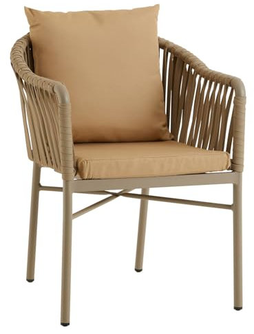 IDIMEX Gartenstuhl ISOLA 6er Set, Champagner/beige - Outdoor Stuhl mit pulverbeschichtetem Aluminiumgestell, Rope Bespannung, Wasserabweisende, strapazierfähige Polster