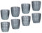 8er Set Windlicht H7,5cm Glas Grau Teelichthalter Tischdeko Kerzen Retro Deko Kerze Transparent Kerzenhalter Tischdeko Deko