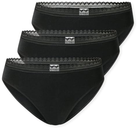 Schiesser Damen Rio Slips Baumwoll-Stretch Spitze | 3er Pack