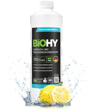 BiOHY Nettoyant pour toit-terrasse et auvent (Bouteille de 1l) | Concentré bio pour toits en verre, toits en plastique, vérandas | Nettoyage durable & entretien | Haute efficacité et éclat
