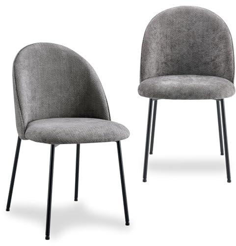 IDIMEX Esszimmerstühle Cassie 2er Set grau - moderner Stuhl mit schwarzem Metallgestell, Polsterstühle mit Stoffbezug, Küchenstuhl