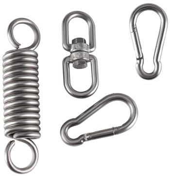 AOMIKITSTU Edelstahl Hängesessel Schwingfeder 150mm, Deckenhaken Deckenhaken, Aufhängung Drehbar Haken für Perforierte Säcke, Schwerlastsäcke, Schaukelsitze