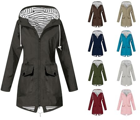 Regenjacke Damen Softshelljacke Wasserdichte Regenmantel Übergangsjacke Windbreaker Regenponcho Windjacke Wetterfeste Wanderjacke Fahrradjacke Laufjacke Jacke Wasserdicht Outdoorjacke Dunkelgrau M