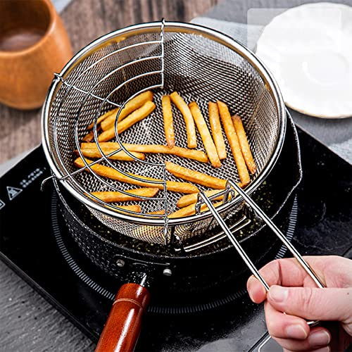Kochtopf, Tempura-Fritteusentopf, Granit-Bratpfannen im japanischen Stil mit Öltropfgestell, kleine antihaftbeschichtete Kartoffelchips-Fritteusen für Pommes Frites, Fisch und Garnelen in der Küch