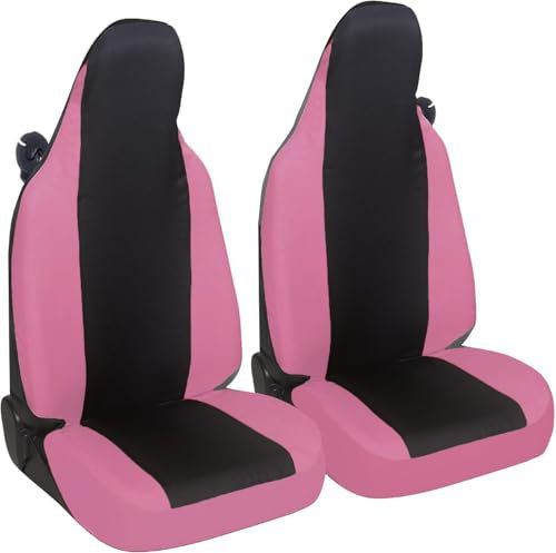 Susy Shop Coprisedili Auto Compatibili Per Smart fortwo, 450 451 e 453, Set 2 Fodere Anteriori, Tessuto Policotone (Nero/Rosa)