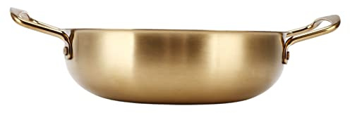 Naroote Ramen-Topf, Koreanischer Ramen-Topf, Kompatibel mit Gasherd, Induktionsherd, Gold, Koreanischer Ramen-Topf, Koreanischer Topf für Ramen, Nudeln, Suppe, Brei (Innendurchmesser 24cm)