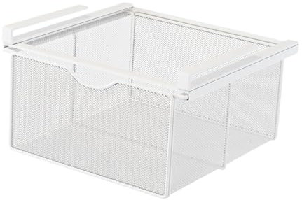 Colcolo Panier à Tiroir Coulissant Suspendu pour Placard, Sous Armoire Tiroir Suspend, Maille Métallique Panier de Rangement, Organisateur de Tiroir Coulissant Sous pour Bureau, Garde-Manger, Blanc