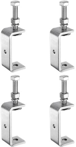 sourcing map 4pcs 304 Stainless Steel C Clamps 2.95 (75mm) Wide Jaw Opening Wood Clamps Metal U Beam Clamp for Woodworking Welding Building Household Mounting
