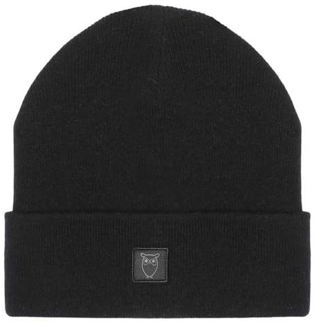 KnowledgeCotton Apparel Beanie Wolle Mütze, Black Jet tiefschwarz