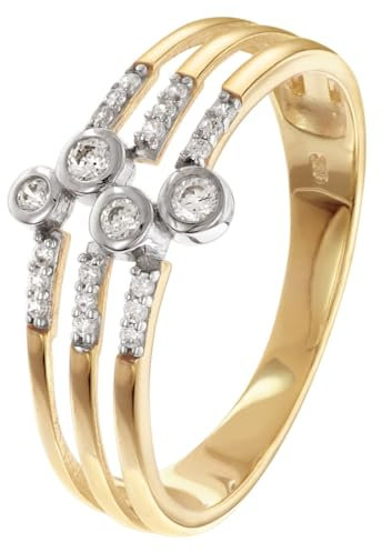 GLIZZ Damenring Gold 333/8K Bicolor mit Zirkonia elegantes Schmuckstück für modische Frauen, zauberhaftes Accessoire GL8754-56 Ringgröße 56/17,8