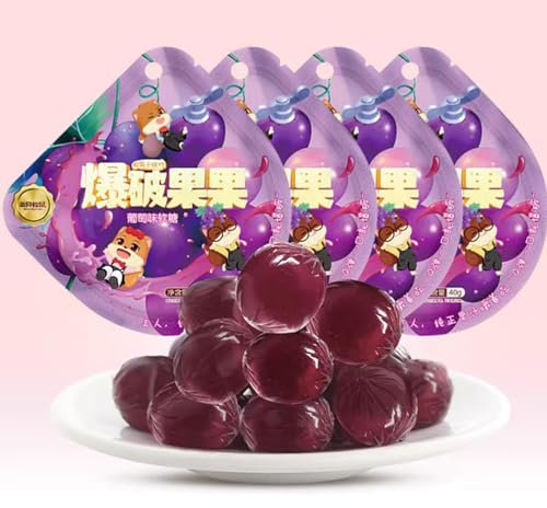 WSYLS Bonbons Fruchtbonbons Kaubonbons SüSsigkeiten Candy Fruchtbonbons Traubenzucker Sweets Traube Orange Erdbeere Verschiedene Fruchtaromen 40g/pack (Traube)