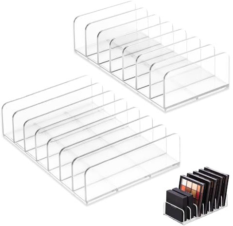 Bieiyhe 2 Lidschatten Aufbewahrung,Lidschatten Organizer,Paletten Organizer Schminke,Makeup Palette Organizer,Puder Organizer Mit 7 Fächern,Kunststoff Kosmetik Halter Organizer,Kosmetik Schubladenbox