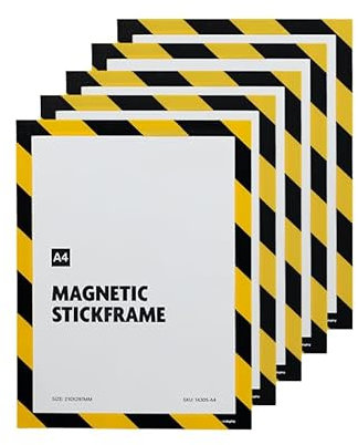 Pack 5 Uds - Marco Magnético Informativo Adhesivo A4 Con Iman Stickframe – Cartel Abierto/Cerrado para Tienda - Cartel Informativo - Perfecto para Horarios y Señalización