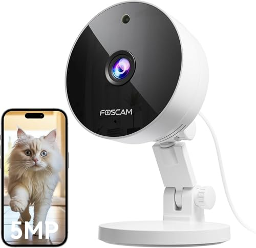 FOSCAM Überwachungskamera für drinnen/draußen, magnetische Mini-Kamera für Haustiere/Babys mit 2,4 g und 5 g WLAN, intelligente Bewegungserkennung, 20-facher Zoom, 2-Wege-Audio, Nachtsicht