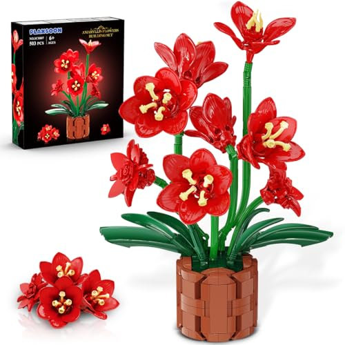 Plaxsoon Set di Costruzione di Fiori Con Vaso, Blocco di Costruzione Della Collezione Botanica, Kit di Piante Artificiali per La Casa, Bouquet di Fiori Bonsai Regalo di Compleanno per Lei Adulti