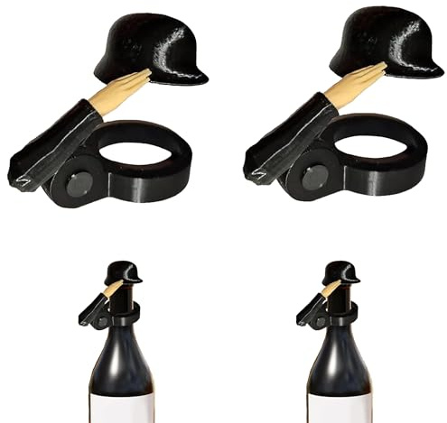 2 Pezzi Soldato Salute Birra Bottiglie di Birra Casco,Tappo di Bottle Riutilizzabile Soldier Salute Beer Bottle Helmet,Antipolvere Divertente Tappi Decorativi per gli Amanti dei Soldati Attivi