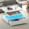 DWVO Couchtisch Hochglanz mit Schublade, Wohnzimmertisch Höhenverstellbar Modern mit 16-farbigem LED, Wohnzimmer Tisch für Couch