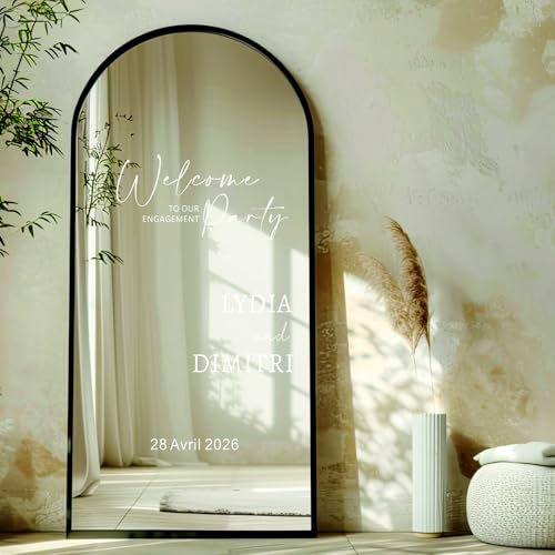 Adesivo In Vinile For Specchio Benvenuti Alla Nostra Festa Di Fidanzamento, Adesivo Personalizzato For Matrimonio, Nomi E Data Personalizzabili For Specchio, Acrilico - Sera Prima - Ricevimento(27x4