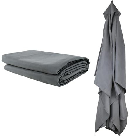Teahutty Auvent de rechange rectangulaire pour parasol de terrasse, 6 baleines, 3 x 2 m, Pour plage, piscine, terrasse, jardin(auvent uniquement) (grigio, 3x2m)