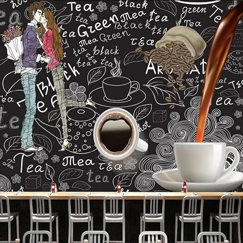 XLMING Couple Romantique Thé De L'Après Midi Café Restaurant 3D Papier Peint Luxe Décoration Manger Adulte Intérieure Salon Canapé Chambre Fond TV Mur-400cm×280cm
