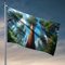 Banderas de póster con diseño de bosque de secuoyas: árboles majestuosos bajo el cielo azul, barra de bandera para cueva de hombre, decoración genial para habitación de chicos (30 x 45 cm)