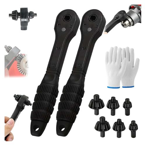 Chiave a cricchetto 2 in 1 per mandrino a cricchetto, 2 in 1, 4 chiavi per trapano in ferro, chiave universale a doppia testa, strumento di ricambio per trapani elettrici e utensili elettrici (2 pezzi