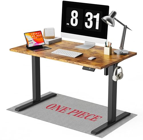 WALKINGDESK Höjdjusterbart Skrivbord Bordsskiva i ett stycke, 100 x 60 cm Elektriskt Datorskrivbord, Höj- Och Sänkbart Ståbord med 4 Minnesinställningar för kontor och hem, Rustik Brun