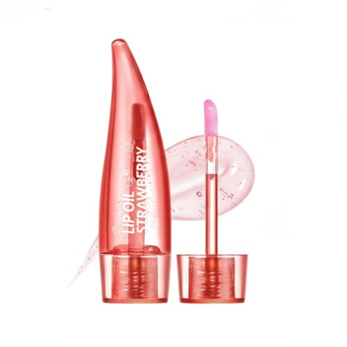 Aloe Vera Lipgloss, Magischer Temperatur Farbwechsel Lippenbalsam, Farbwechselndes Lippenöl mit Erdbeere, Transparent Natural Lip Balm, Hydrating Glow Lip Tint Lang Anhaltender Lip Oil für Frauen