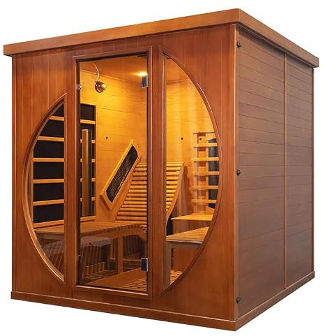 amocane Sauna in legno a infrarossi con controllo WiFi, lussuosa sauna canadese in legno di cedro rosso per 2 persone, spa con 10 pannelli riscaldanti, reclinabile, Oxygen Bar, sauna domestica per