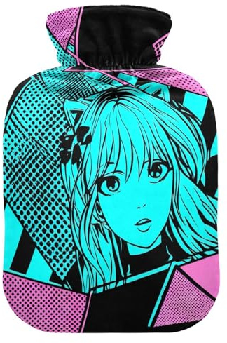 Wärmflaschen mit weichem Bezug, Fußwärmer mit weichem Bezug, Anime-Comic-Mädchen, Wärmbeutel für Nacken, Schulter und Menstruationskrämpfe, klein