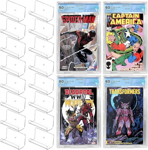 Sibosen 16 Stück Schallplatten Wandhalterung,Vinyl Halter Schallplatten Halter Wand Transparent CD Wandhalterung Acryl Regal, für Comic-Buch Foto Bild, SammlerstüCke