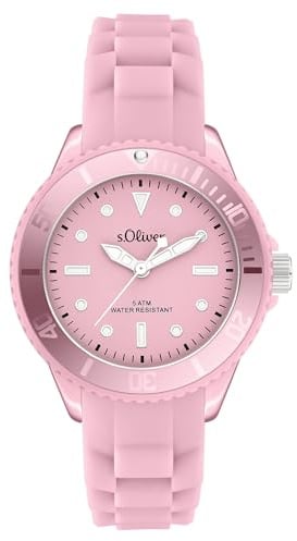 s.Oliver Armbanduhr mit Silikonband - 35 mm - Unisex Silikonuhr für Damen, Herren, Kinder und Teens - analoge Armbanduhr mit Quarzwerk - hoher 5 ATM wasserdicht - Kratzfest