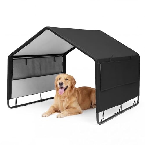 MEWANG Hundehütte für den Außenbereich, wasserdicht, tragbar, für Welpen, Campingzelt, Belüftungsfenster und Sonnenschutz, leichtes Snap-Fit-Design für kleine, mittelgroße und große Hunde, Strand
