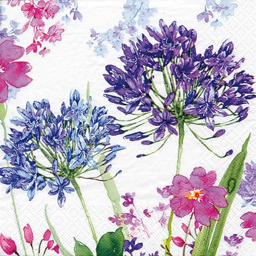 Creative Party PJ367747 Papierservietten, blaue Lilien, 3-lagig, 20 Stück