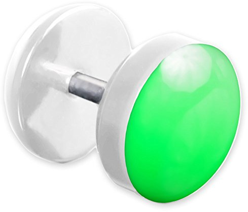 viva-adorno 1 Stück Fake Plug Ohrstecker Edelstahl Acryl weiß mit farbig emaillierter Front Z465