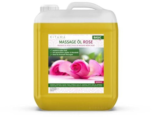 Kitama Massageöl Aroma Rose - Körper-Öl für Massagen - Pflegeöl - Aroma-Öl - pflegendes Entspannungs-Öl - Thai - 5000ml (5-Liter)