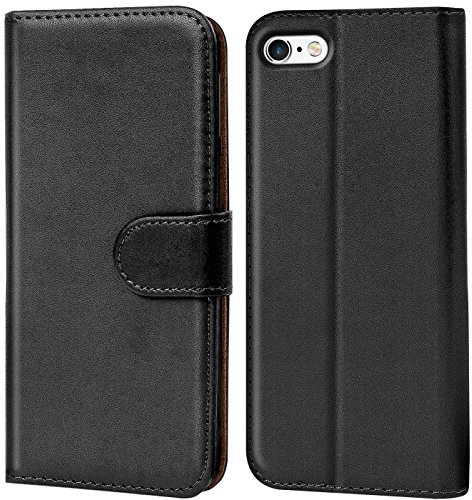 Verco iPhone 6s Plus Hülle, Handyhülle für Apple iPhone 6 Plus / 6s Plus Tasche PU Leder Flip Case Brieftasche - Schwarz