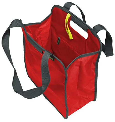 Faltbare Einkaufstasche S Hibiscus Red/Uni 32x15,5x37cm abwischbar stabil Polyester platzsparend Reißverschluss Freizeit Urlaub Shoppingtour