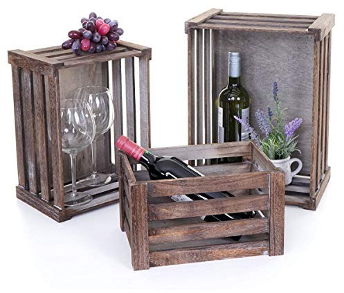 Mendler 3er Set Holzkiste HWC-C56, Weinkiste Dekokiste Aufbewahrungskiste Obstkiste, Shabby-Look Vintage - braun, shabby