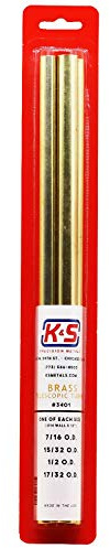 K&S Precision 3401 Round Brass Telescopic Tubes 7/16, 15/32, 1/2, 17/32 .014 Wall Thickness x 12 length, Pack of 4