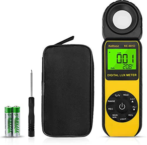 Luxmetro Digitale,BT-881D Misuratore Lux con Sensore Ruotato di 270º,Luci di Misura 0,01~400.000 Lux (0,01~40.000 FC) Light Tester per Dentro Fuori Luci a Led,Piante,Candele per Piedi