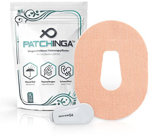 PATCHINGA - Dexcom G6 Pflaster - 25 Stück - selbstklebendes und wasserfestes Overpatch - Fixierband für den Dexcom G6 Sensor