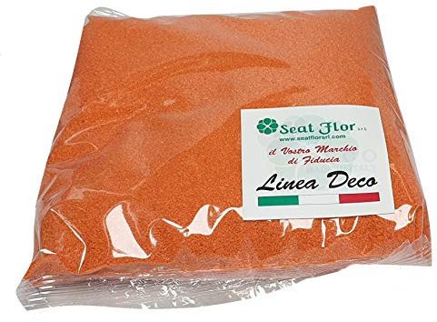 Seat Flor srl® Farbiger Sand, colored sand, beutel sand, Sand zur Dekoration von Vasen 0,5 mm Beutel mit 1 kg (25 Farben erhältlich) (Orange)