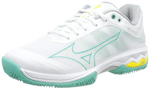 Mizuno Damen Welle übertrifft Licht CC Tennisschuh, Weiß Türkis Highvis, 40.5 EU