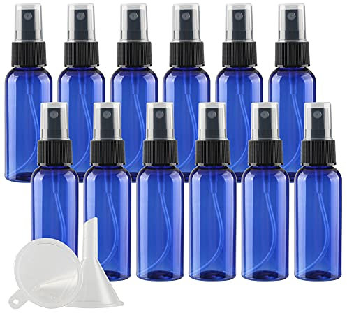 ZEOABSY 24 Pièces 50ml Vaporisateur Vide, Bleu Petits Vaporisateur en Plastique, Flacon Spray Vide, Atomiseur Parfum, Bouteilles avec Pompe de Pulvérisation Noir de Voyage
