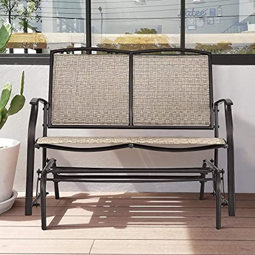 AUGESTER Outdoor Swing Glider Chair for 2 Persons, Rocking Seating Patio Bench w/Coated Steel Frame, Patio Loveseat for Backyard, Garden