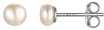 PROSILVER Perle Ohrringe Damen 925 Silber Ohrstecker mit 4mm kleine Süßwasserperle eleganter Ohr Piercing Ohr Schmuck Accessoire für Jahrestag Hochzeit