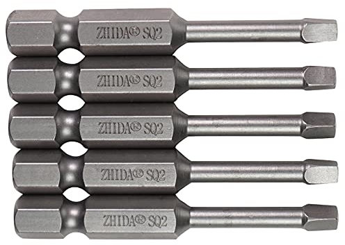 ZHIDA Square Impact Bits SQ2 Torsion Robertson Screwdriver Bits 2# 5 PC