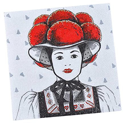 IHR - L 897000 - Papierservietten, Lunchservietten, 20 Stück, Schwarzwäld Mädel, Bollenhut, 33cm x 33cm, 3 lagig